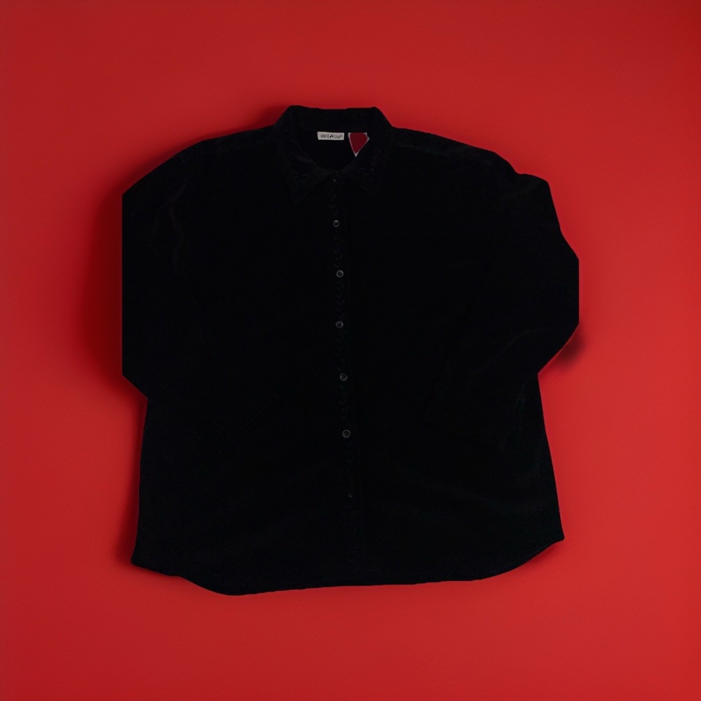 White Stag Sweater Xl Long Sleeve Black 80% Cotton 20 Polyester  Button Up